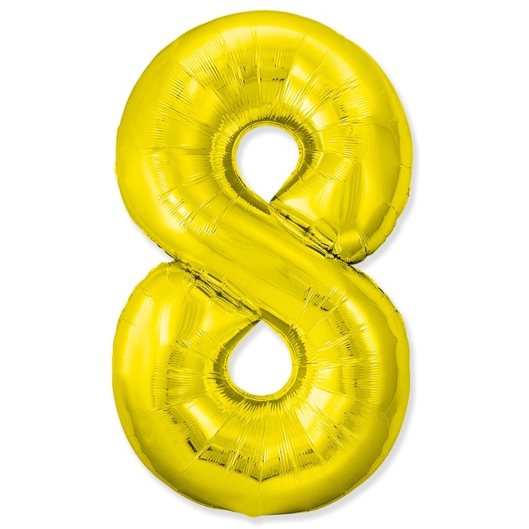 Шар Цифра "8" Slim Золото / Gold (в упаковке) 