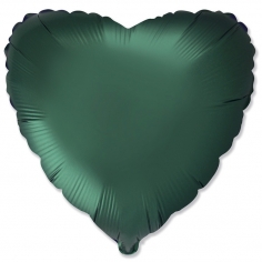 Шар Сердце, Темно-зеленый, Сатин / Green