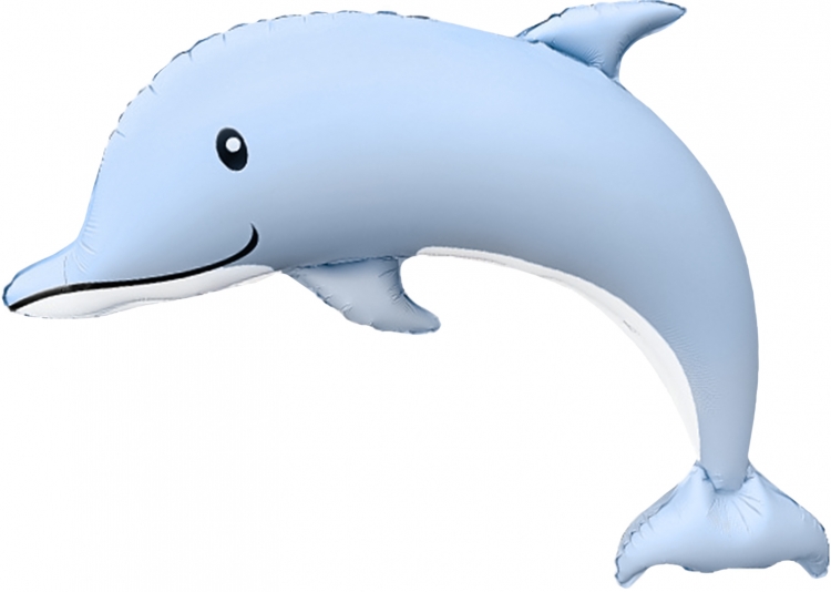 Шар Фигура Дельфин, Голубой, Сатин 